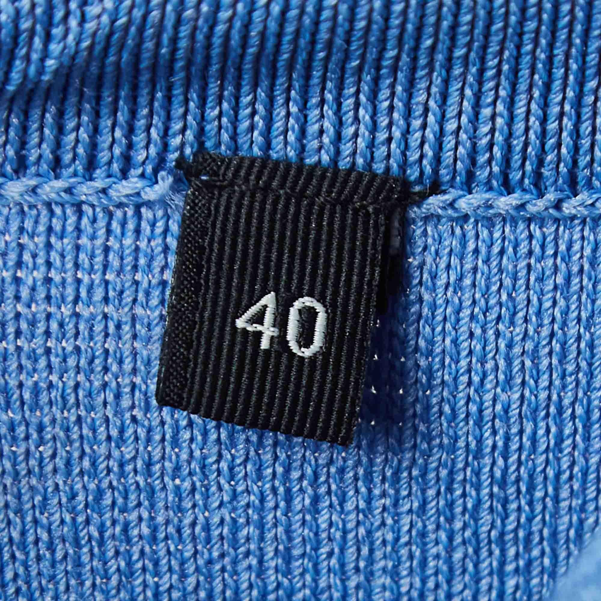 Elisabetta Franchi Blue Knit Lace and Eyelets Detailed Mini Skirt S For Sale 2