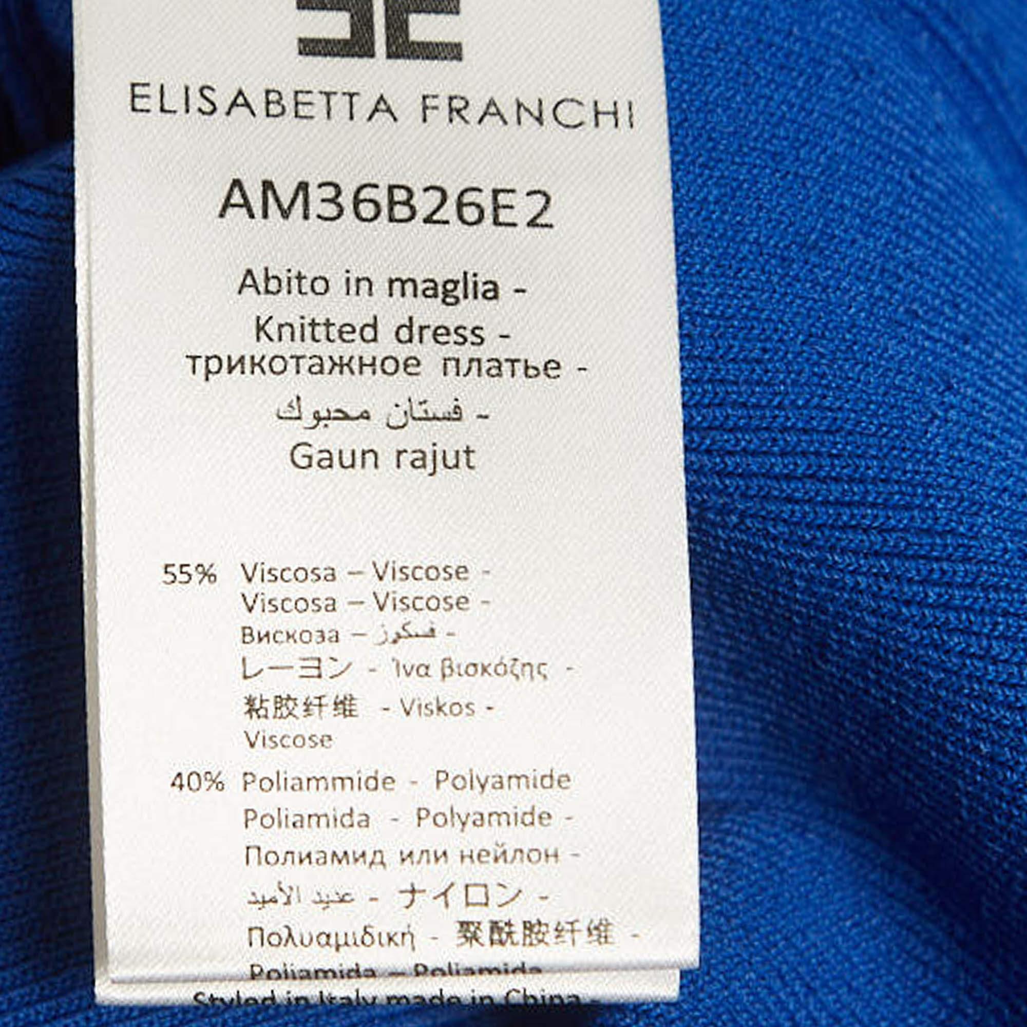 Women's Elisabetta Franchi Blue Rib Knit Mini Dress M For Sale