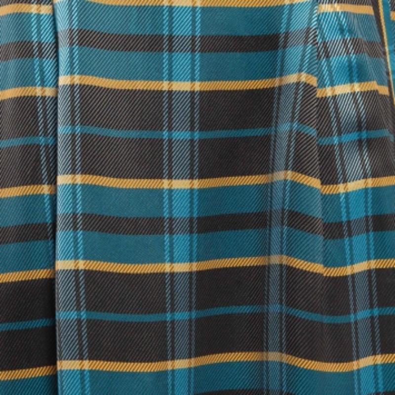 Elisabetta Franchi Falda Midi Plisada Cuadros Tartán Azul M Negro en venta