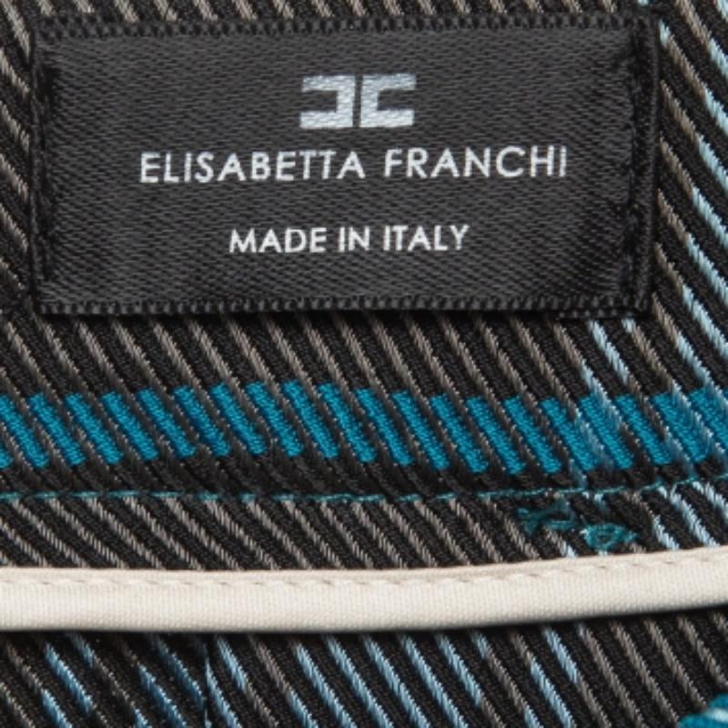 Elisabetta Franchi Falda Midi Plisada Cuadros Tartán Azul M en Bueno estado para la venta en Dubai, Al Qouz 2