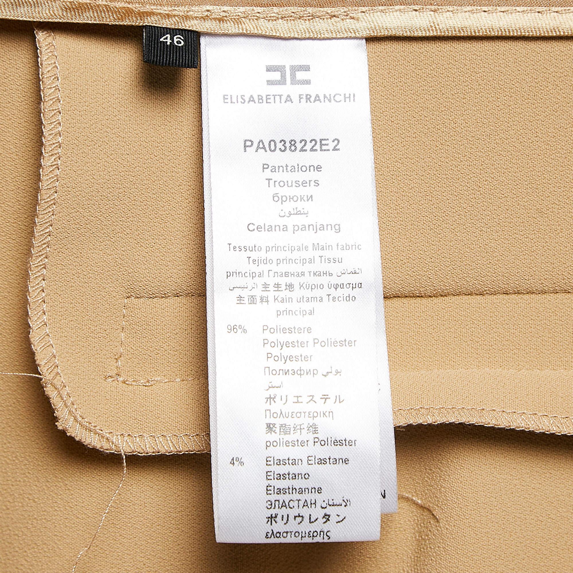 Elisabetta Franchi Brown Crepe Hose mit Knopfleiste M im Angebot 1