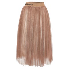 Elisabetta Franchi Brauner Tüll Plissee Midirock S