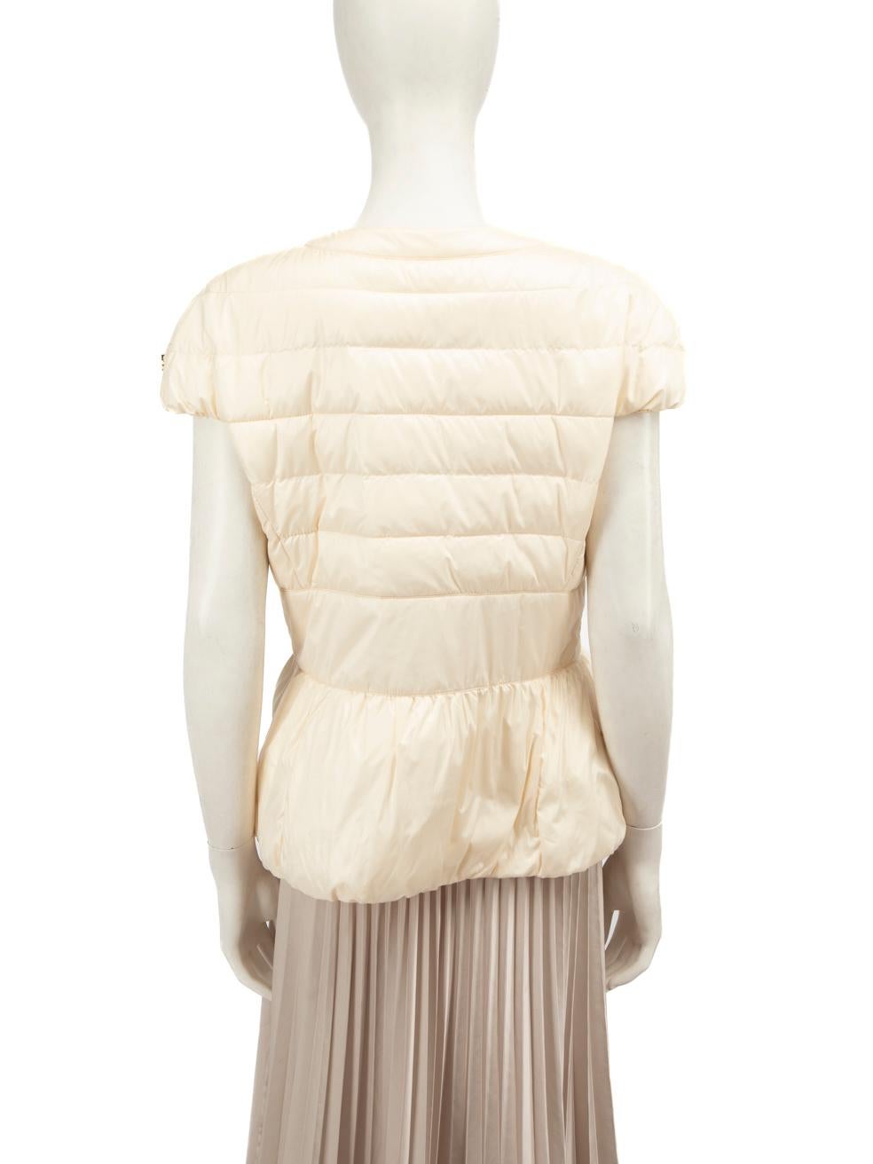 Beige Elisabetta Franchi Cream Puffer Short Sleeve Gilet Size XXL