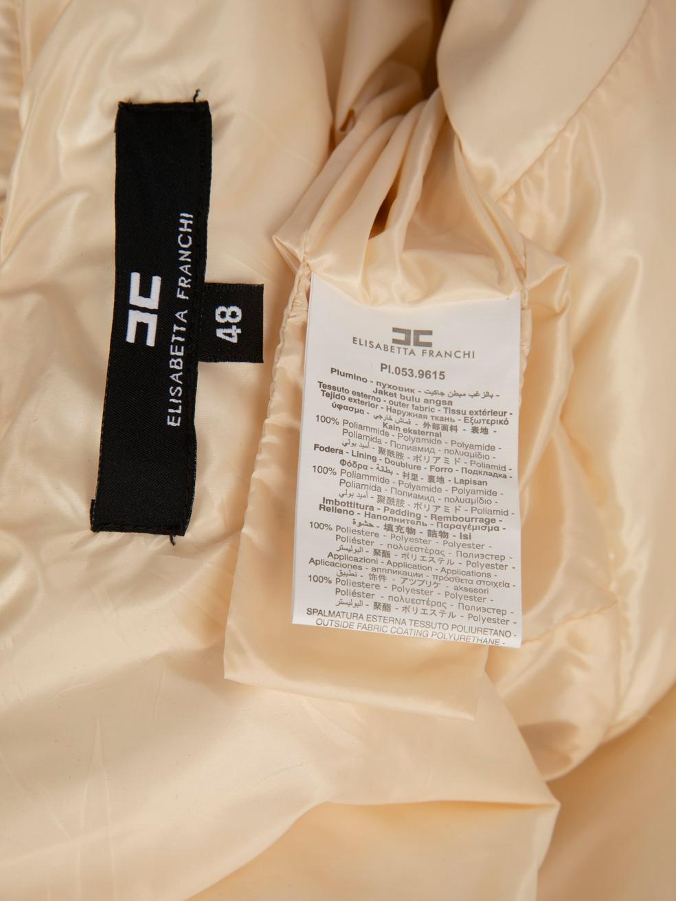 Women's Elisabetta Franchi Cream Puffer Short Sleeve Gilet Size XXL