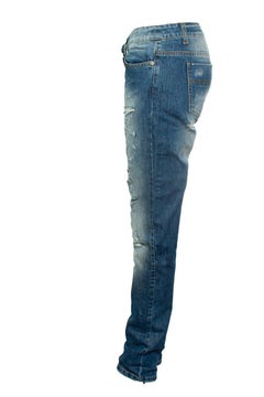 Elisabetta franchi, distressed jeans in blue