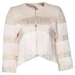 Elisabetta Franchi, Fringe Giacca blazer in cream