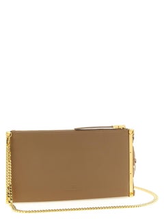Elisabetta Franchi Fringed Leather Clutch — Camel