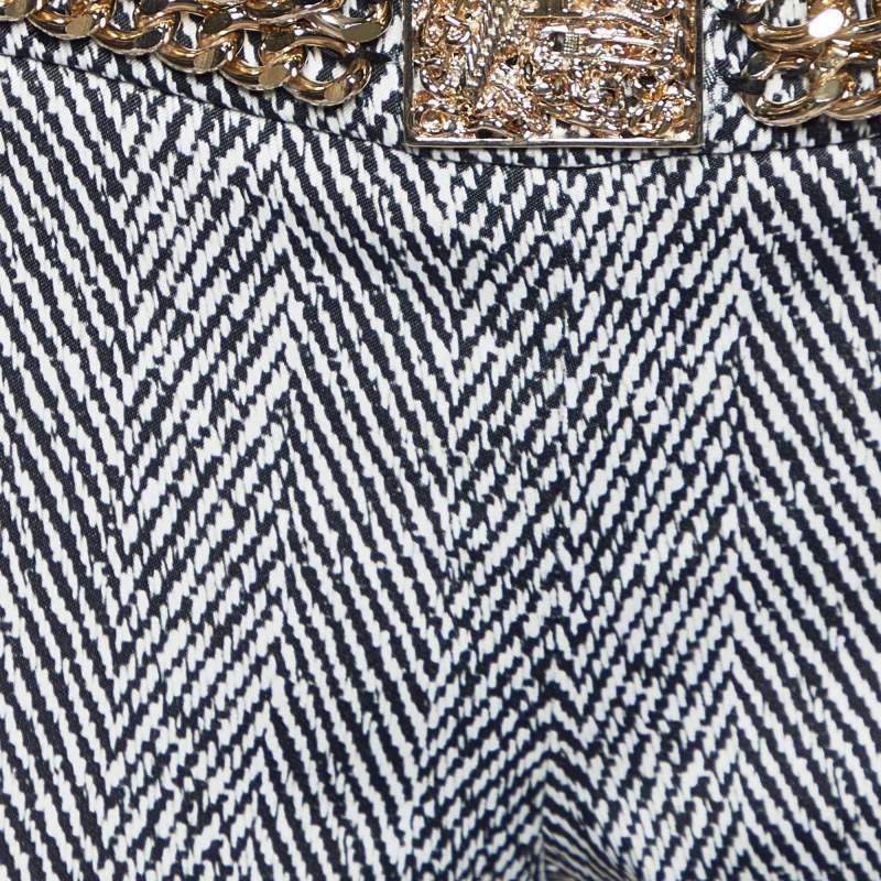 Gray Elisabetta Franchi Gold Monochrome Chevron Nylon Blend Jeggings M For Sale