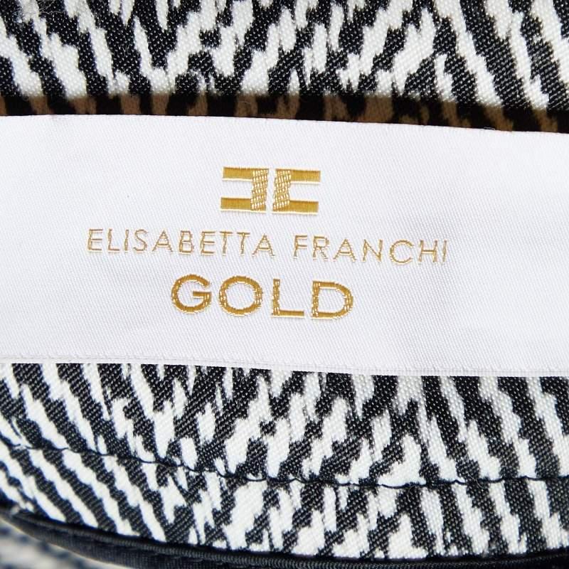 Elisabetta Franchi Gold Monochrome Chevron Nylon Blend Jeggings M In Good Condition For Sale In Dubai, Al Qouz 2
