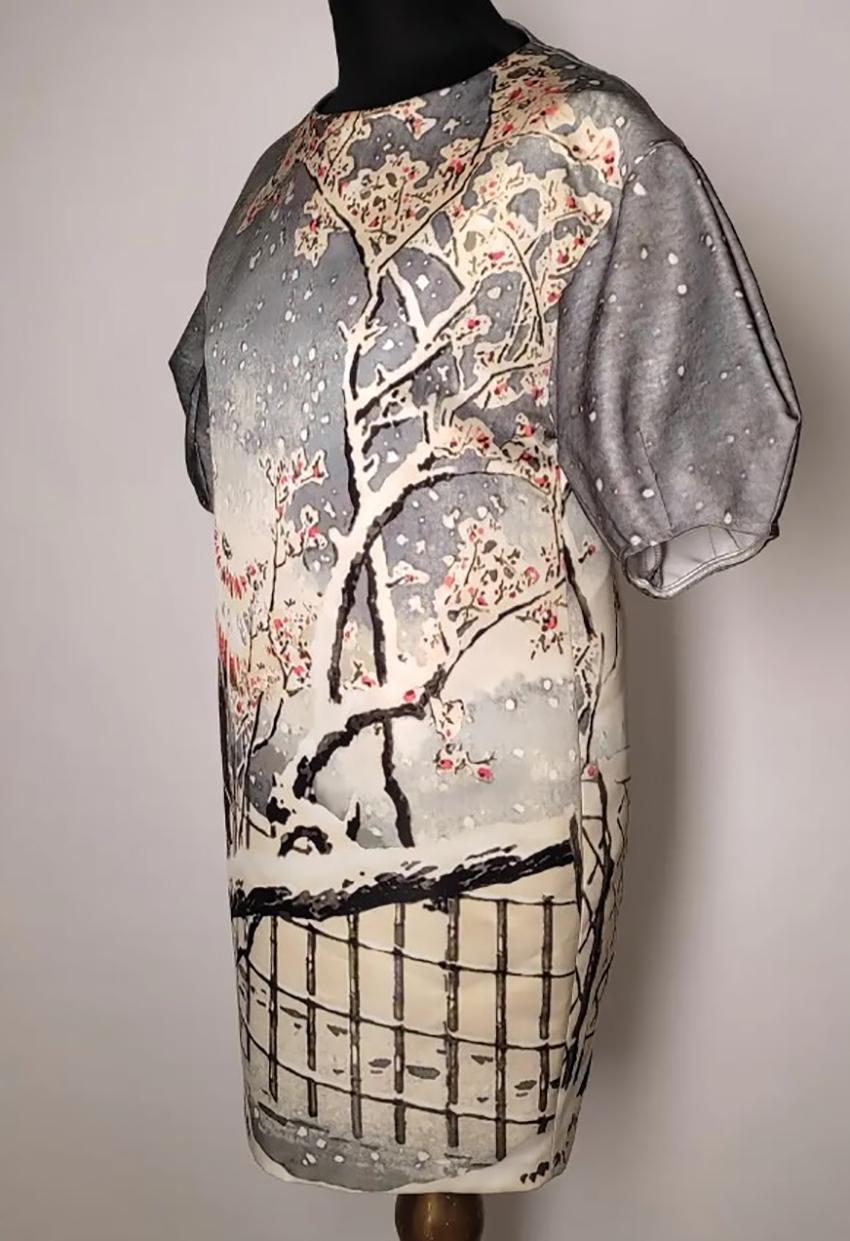 ELISABETTA FRANCHI 

T-shirt dress with puffed sleeves and winter scenery painting print
Round neckline
Short sleeves
Mini length 

Content: polyester

Size IT 38 - US 2

Pre-owned, excellent condition!
 100% authentic guarantee 

       PLEASE