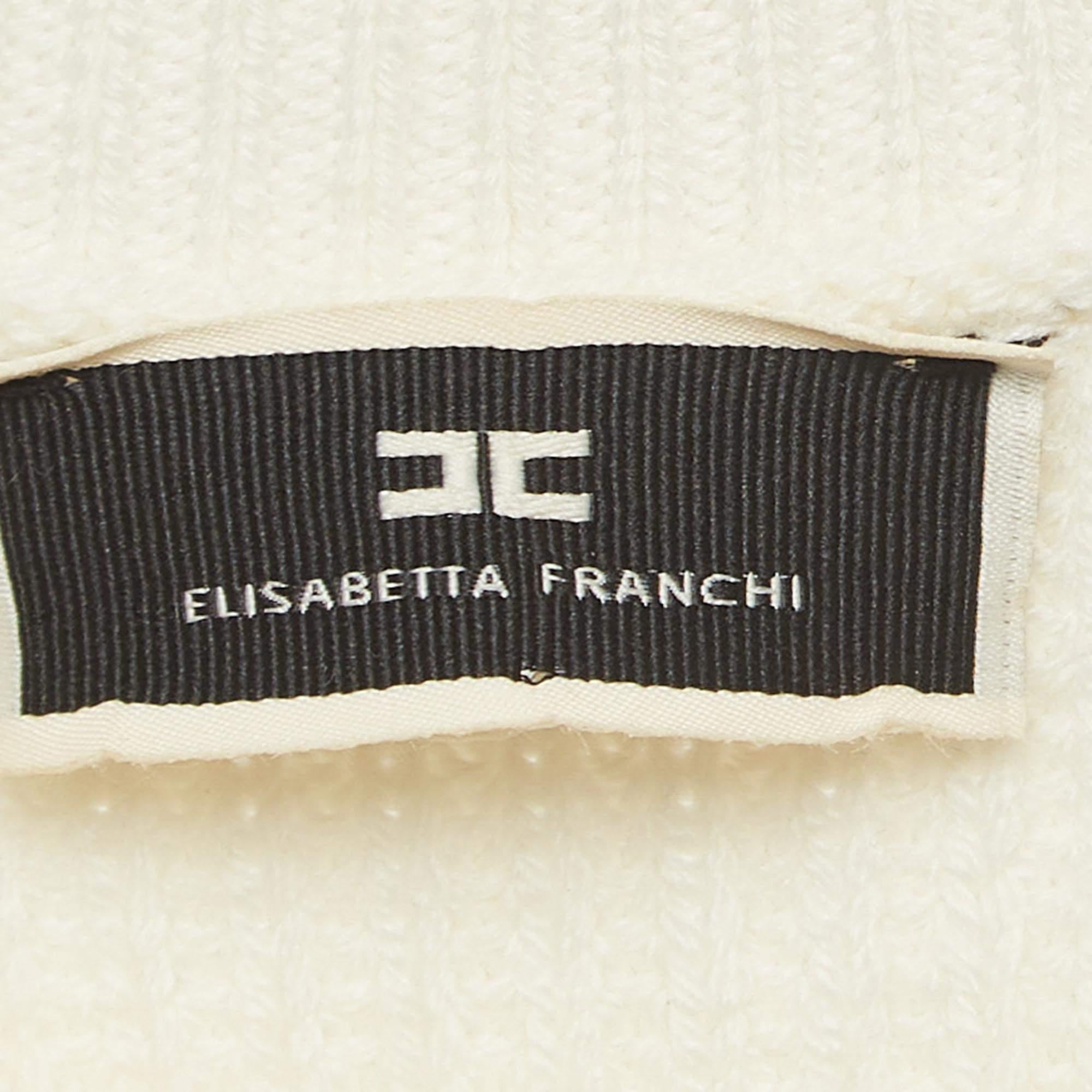 Elisabetta Franchi Ivory White/Mauve Colorblock Knit Dress S 1