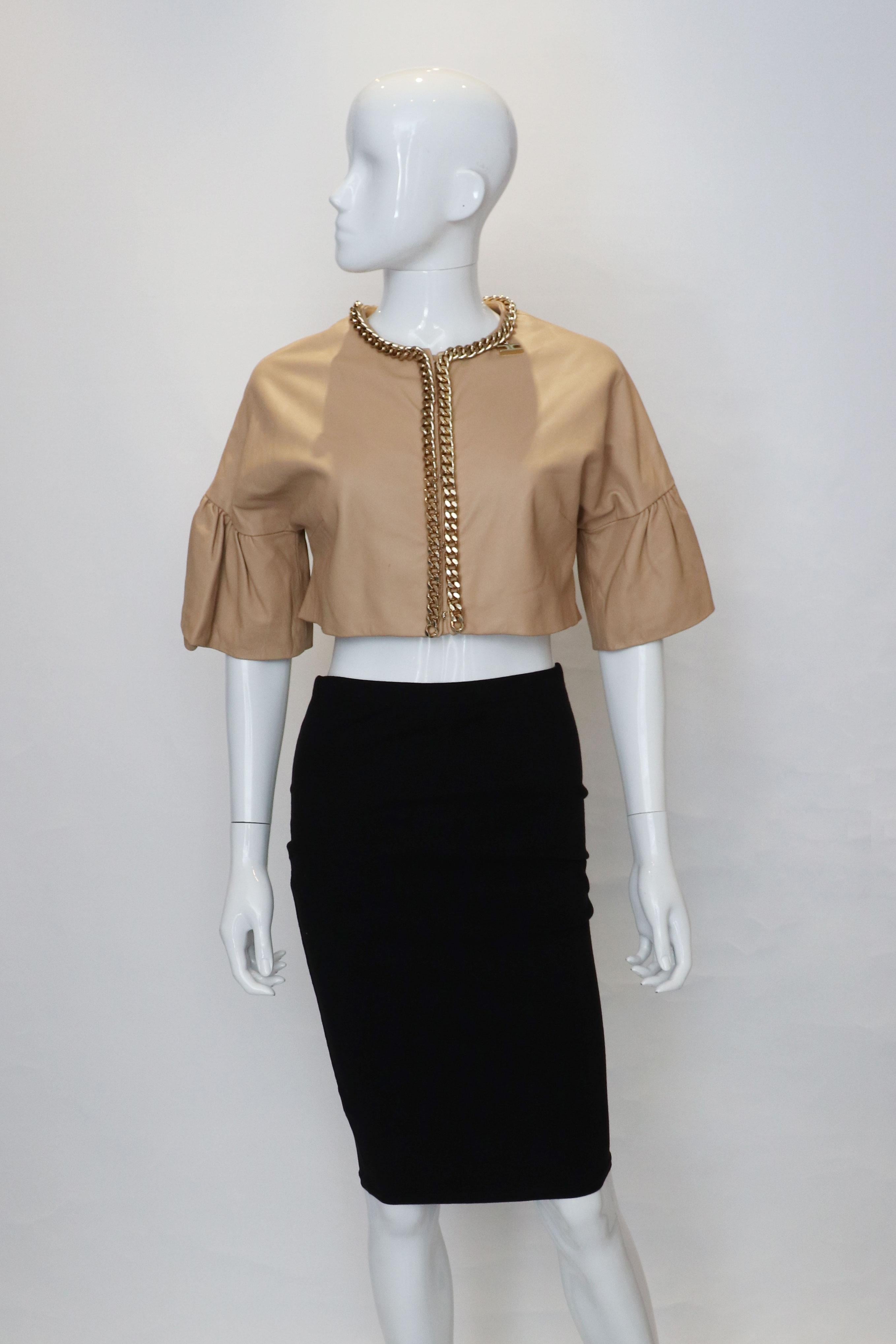 Brown Elisabetta Franchi Leather Bolero For Sale