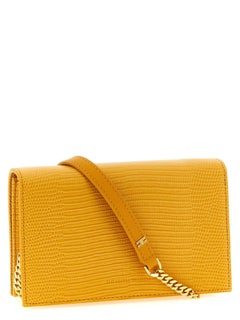 Elisabetta Franchi Lizard-Embossed Leather Shoulder Bag — Yellow
