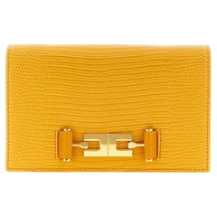 Elisabetta Franchi Lizard-Embossed Leather Shoulder Bag — Yellow