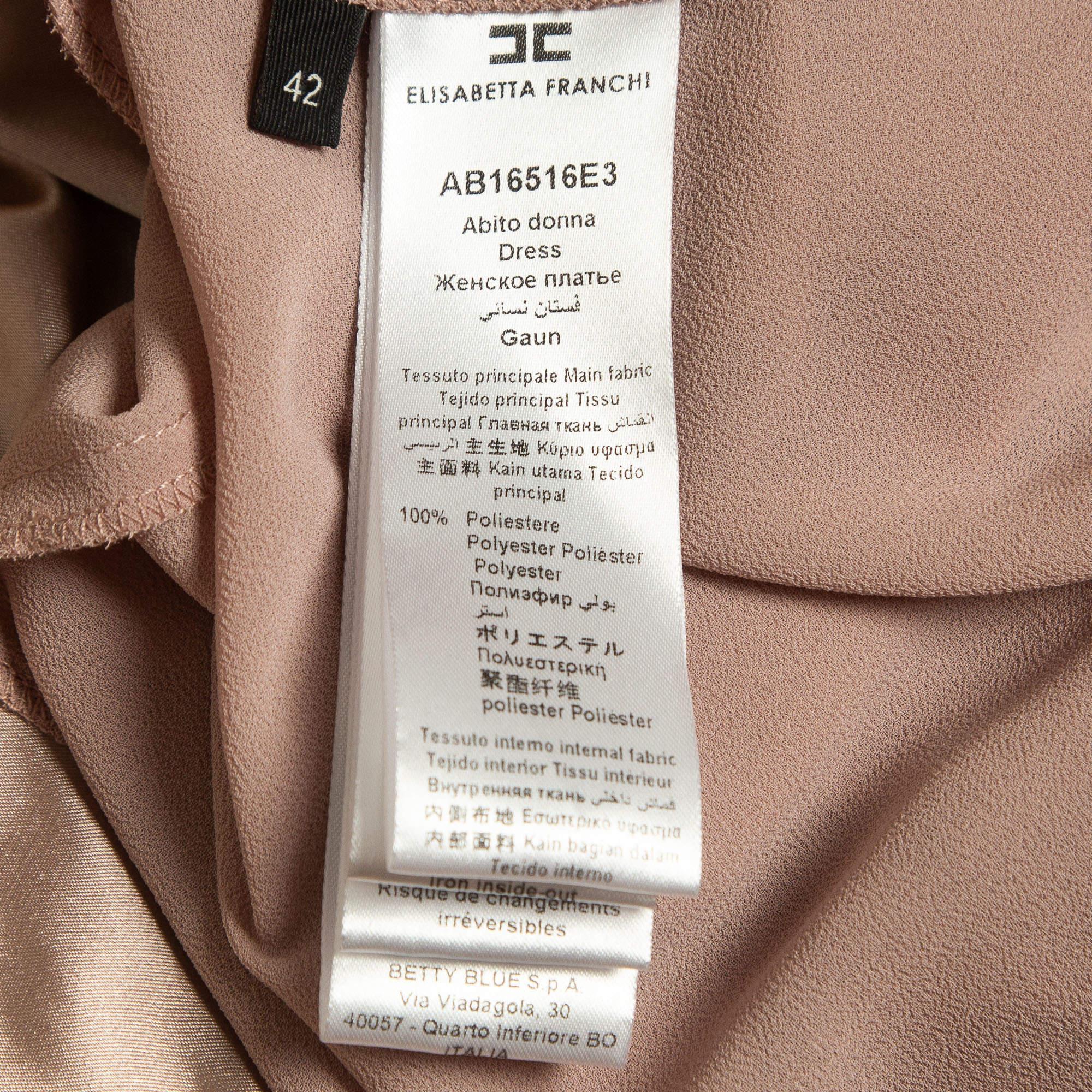 Elisabetta Franchi Mauve Pink Pearl Detail Crepe Strapless Mini Dress M 2