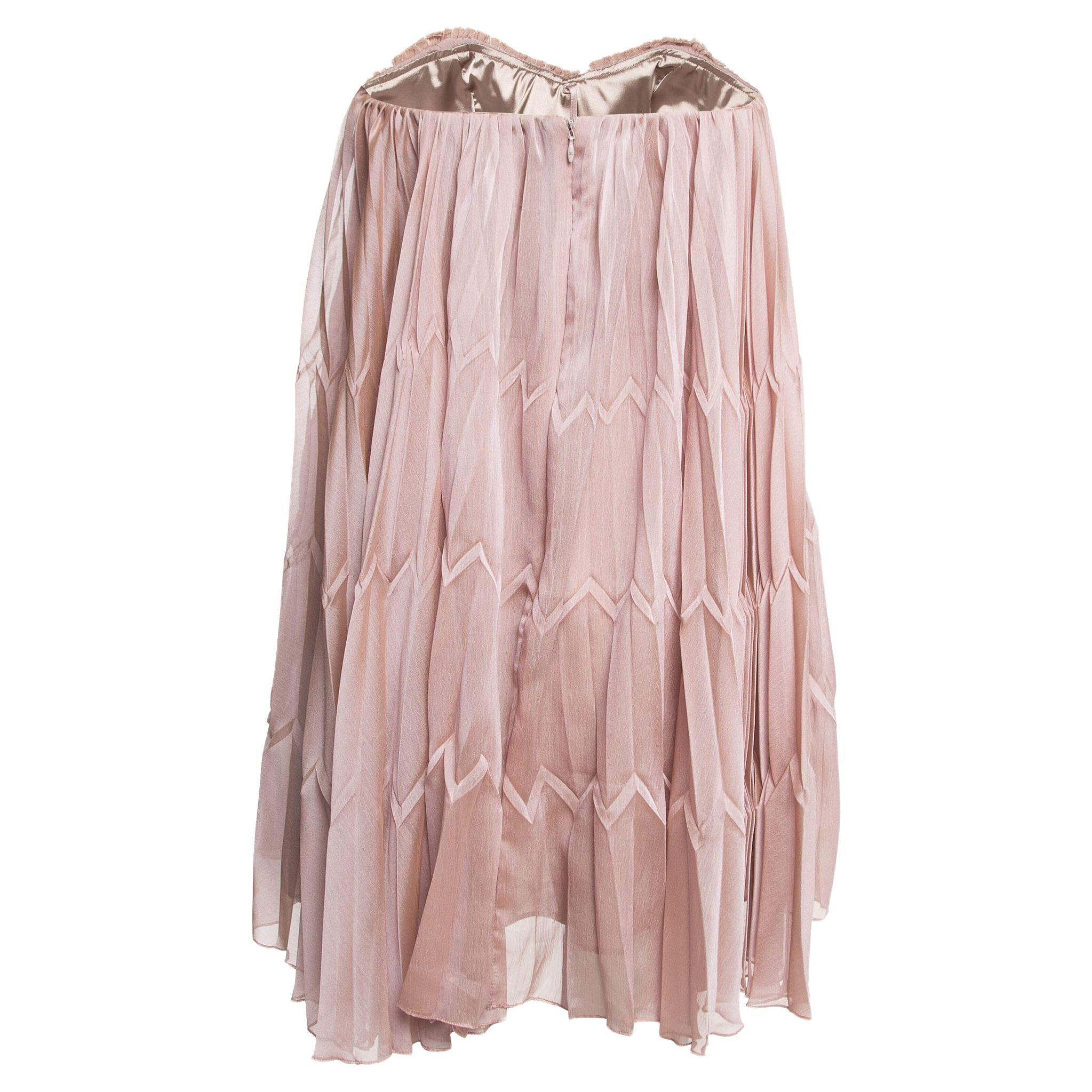 Elisabetta Franchi Mauve Pink Pearl Detail Crepe Strapless Mini Dress M