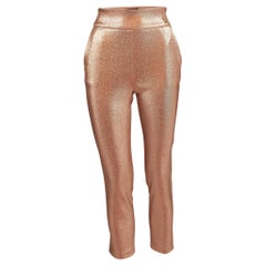 Elisabetta Franchi Pantaloni cropped a vita alta in lurex oro rosa metallizzato S