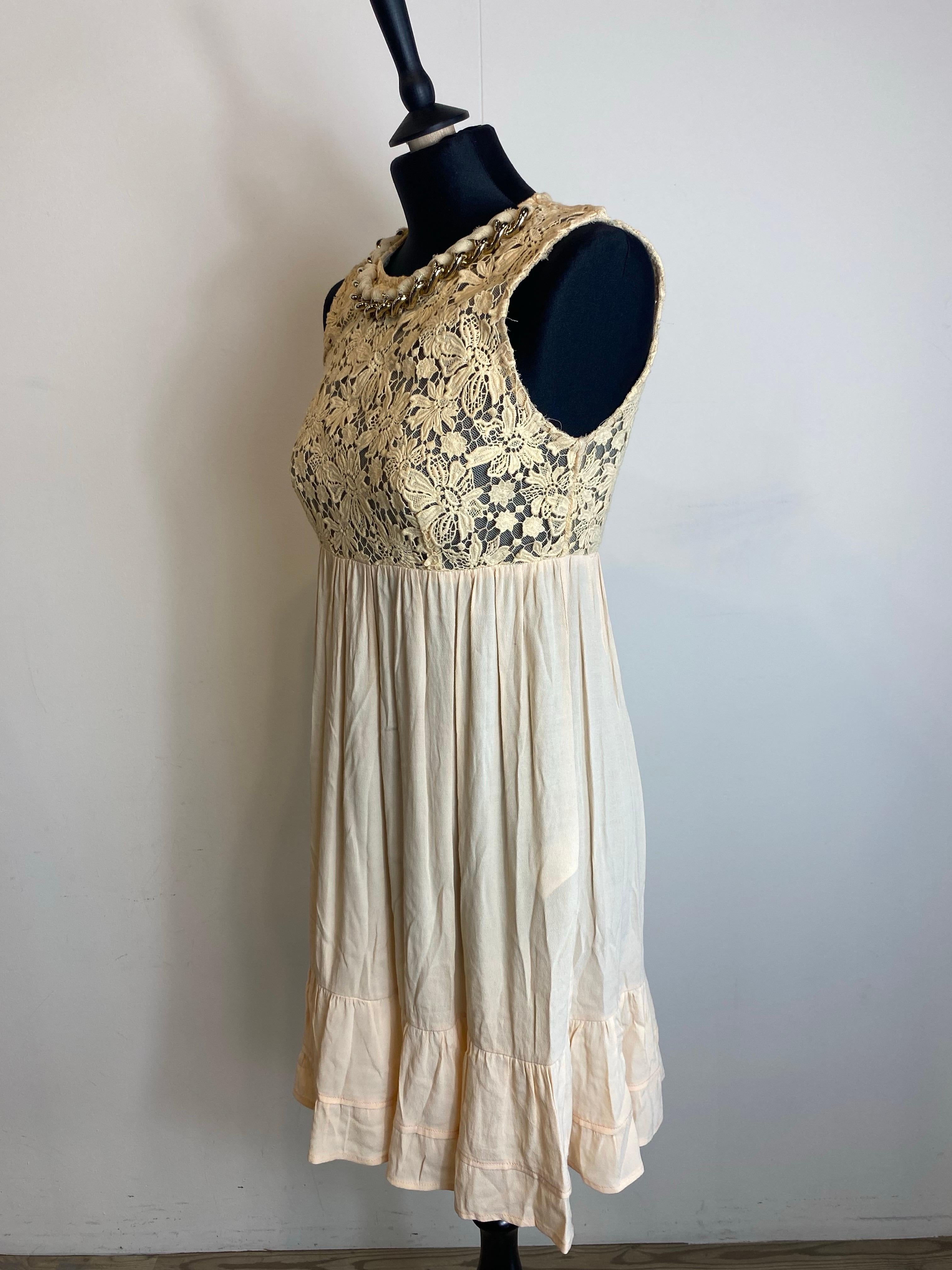 Beige Elisabetta Franchi midi dress. For Sale