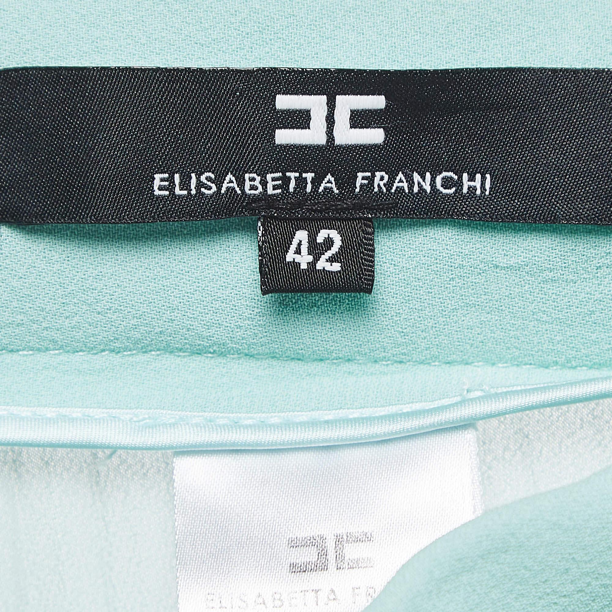 Women's Elisabetta Franchi Mint Green Chiffon Plisse Maxi Skirt M