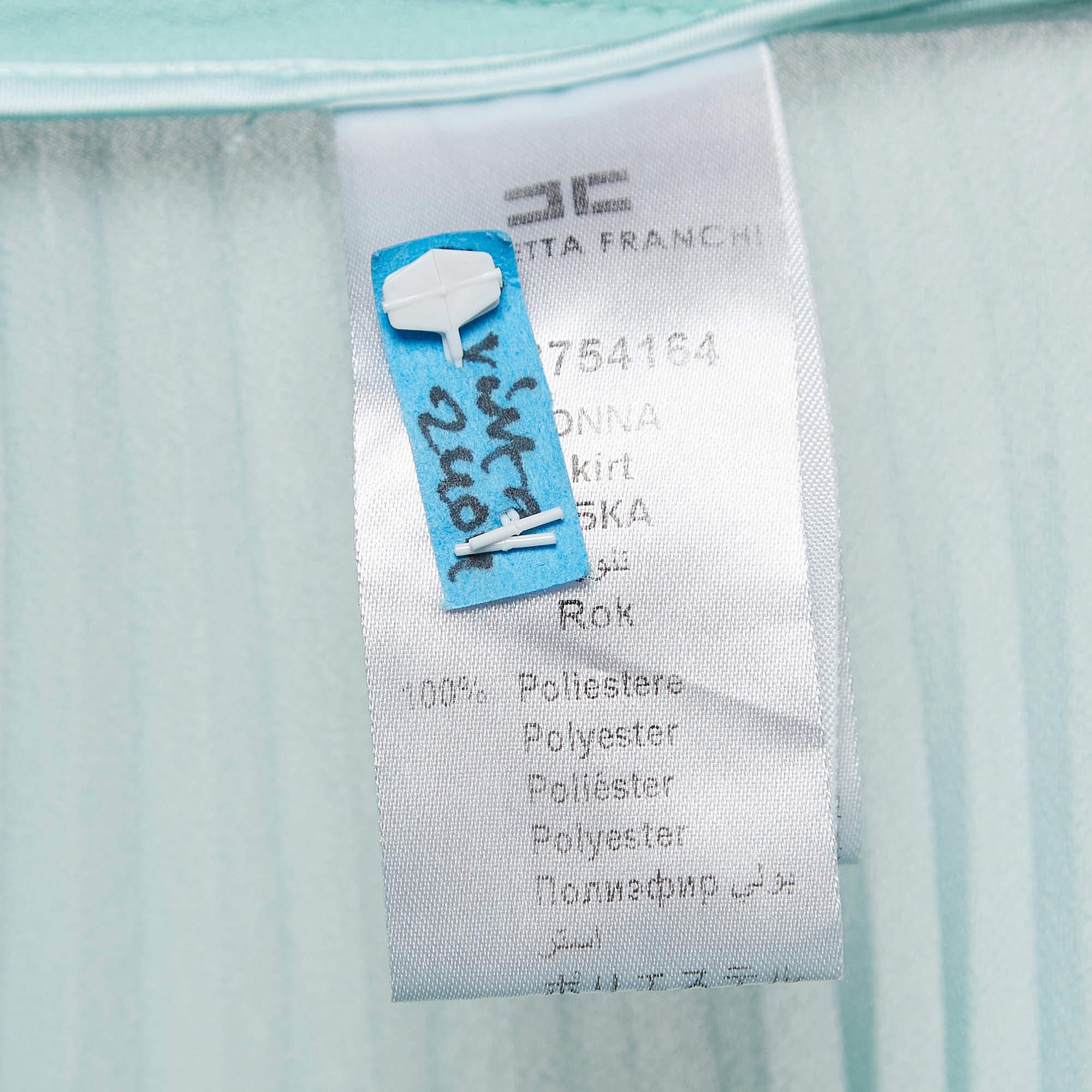 Elisabetta Franchi Mint Green Chiffon Plisse Maxi Skirt M 1