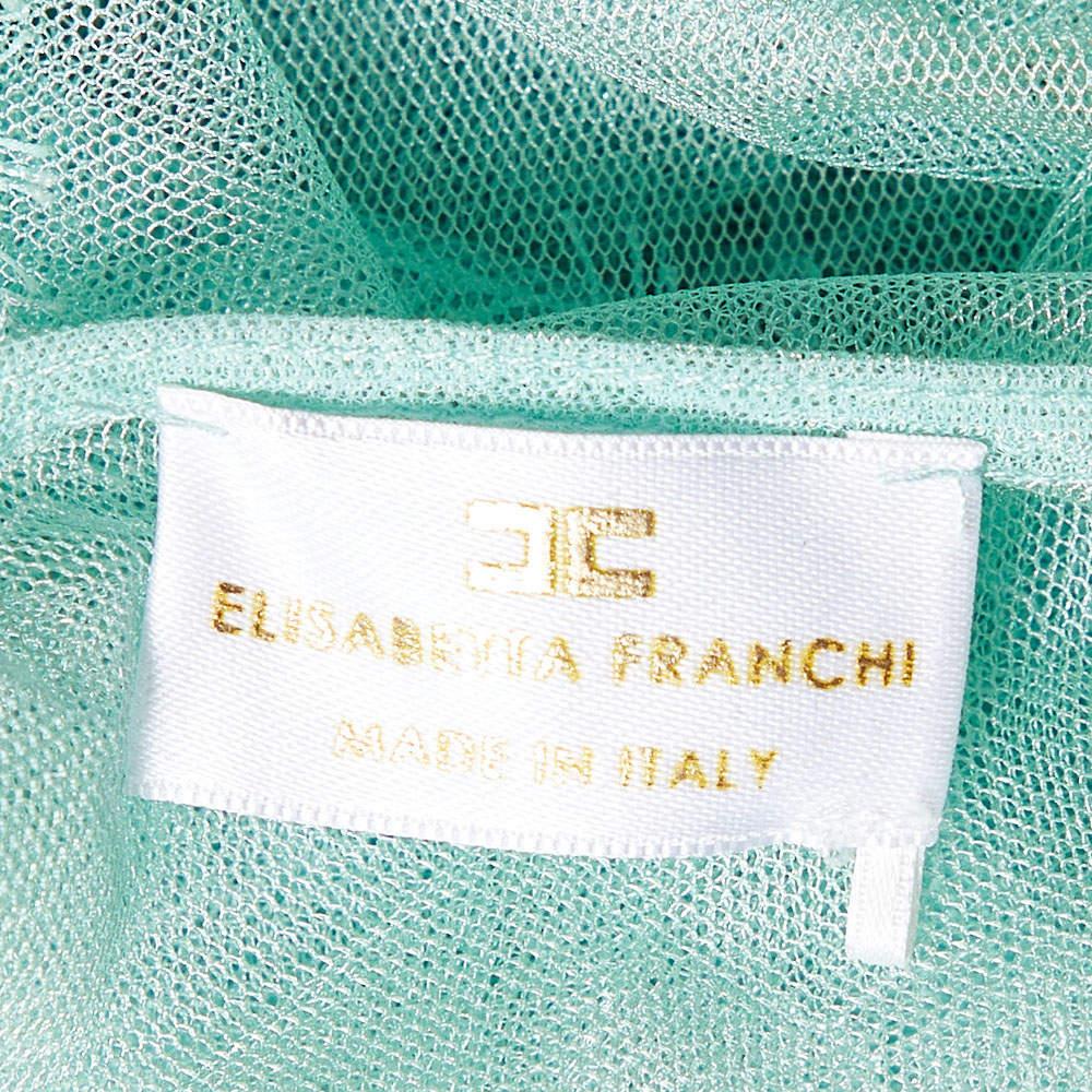 Elisabetta Franchi Robe sans manches en dentelle et tulle vert menthe L Neuf - En vente à Dubai, Al Qouz 2