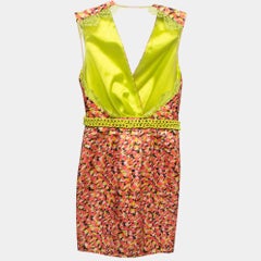 Elisabetta Franchi Multicolor Crepe Detailed Waist Wrap Mini Dress M