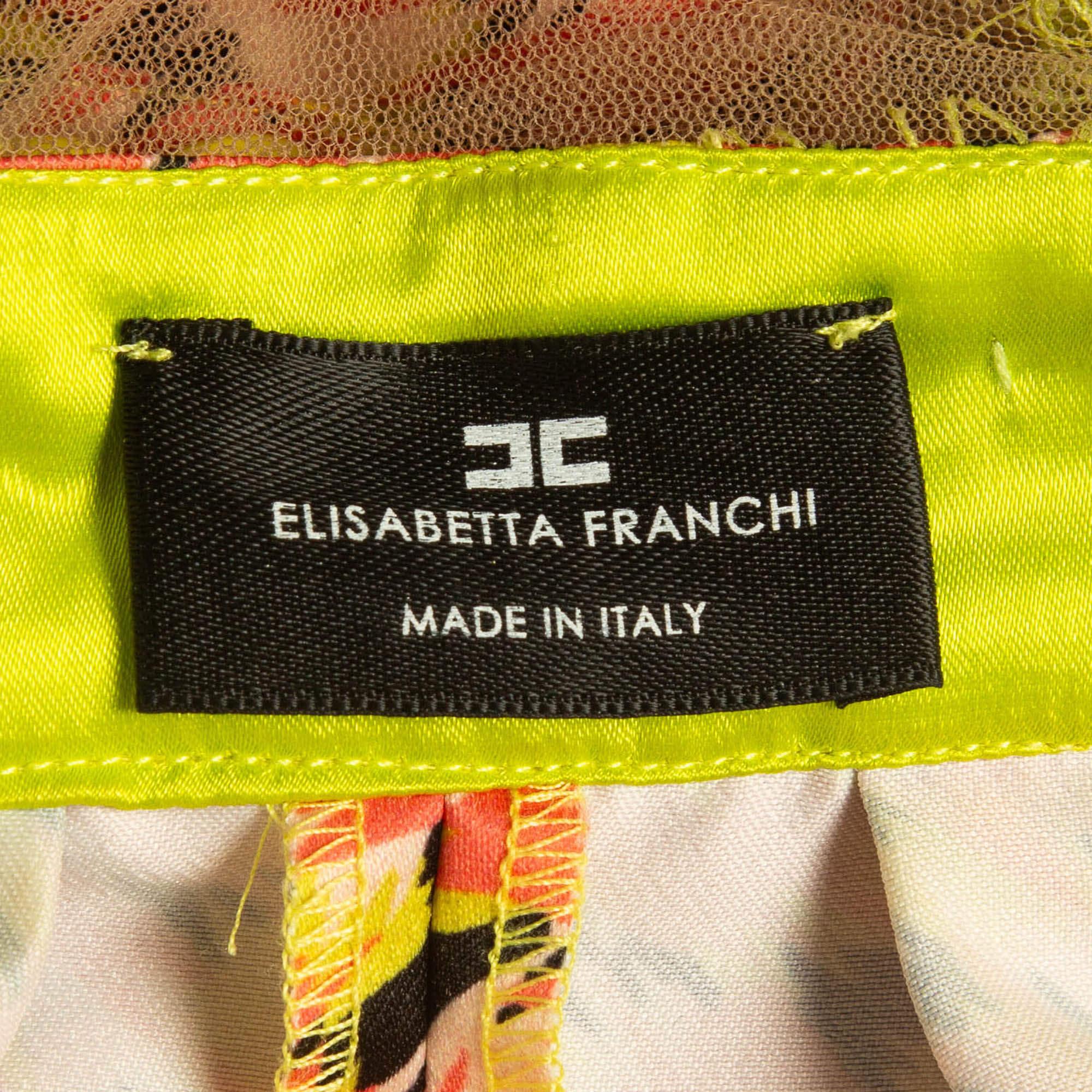 Elisabetta Franchi Multicolor Crepe Detailed Waist Wrap Mini Dress M In Good Condition For Sale In Dubai, Al Qouz 2