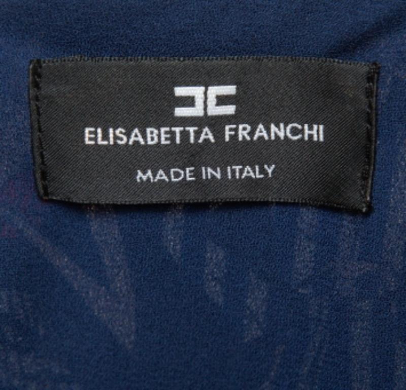 Elisabetta Franchi Mini robe en soie imprimée bleu marine M Excellent état - En vente à Dubai, Al Qouz 2
