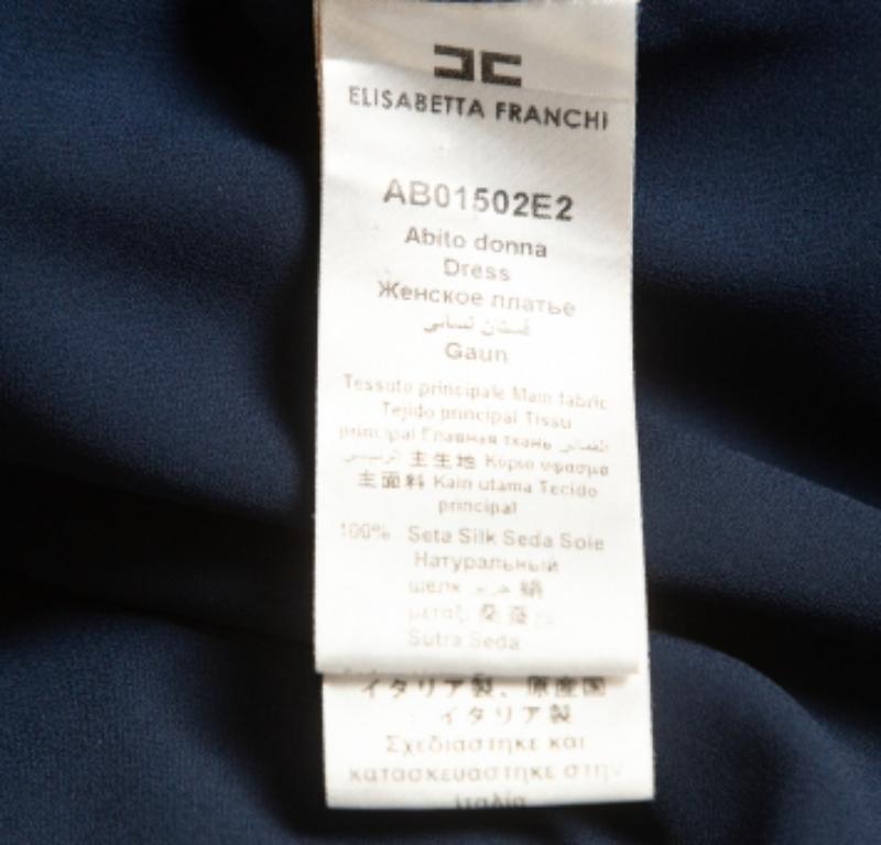 Elisabetta Franchi Mini robe en soie imprimée bleu marine M Pour femmes en vente