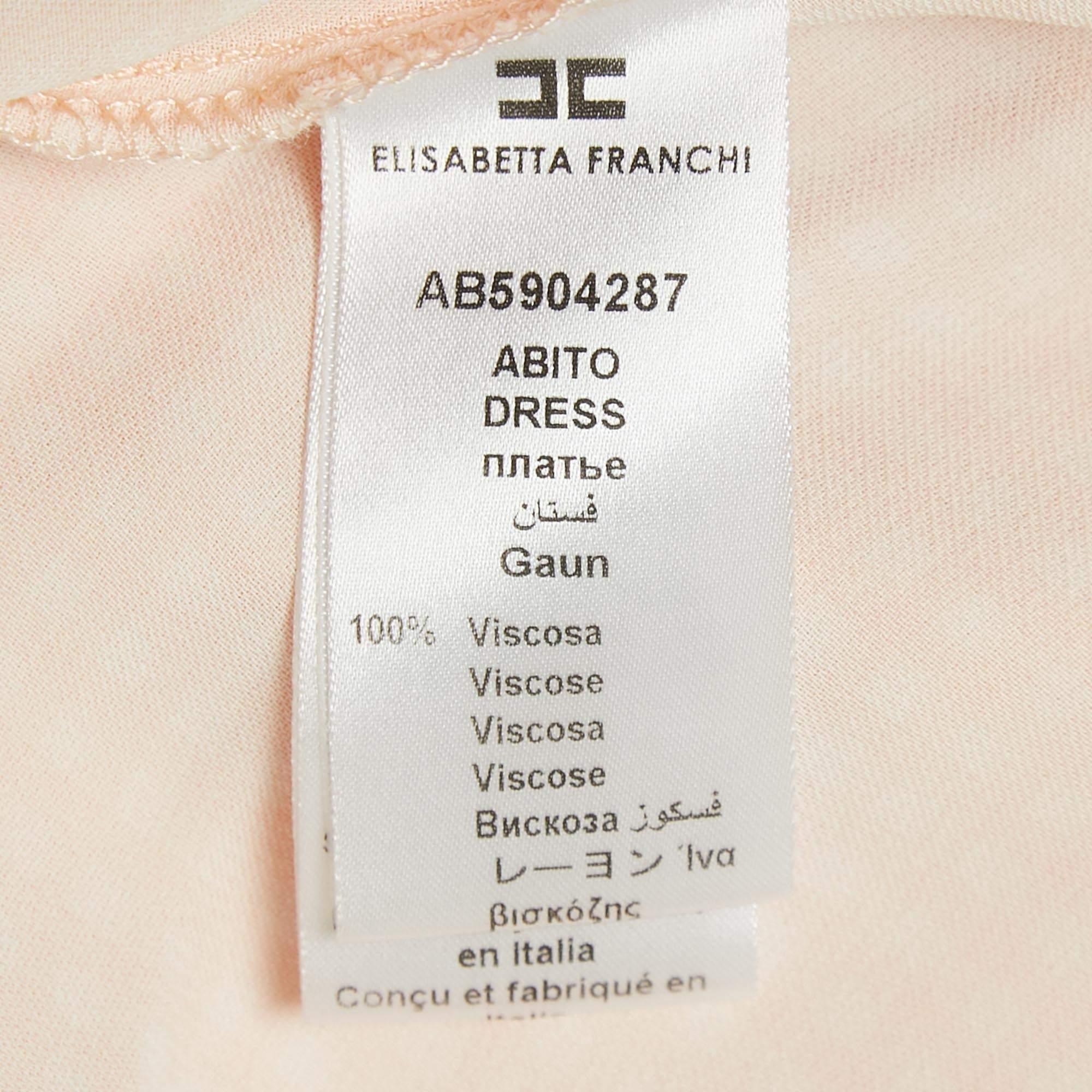Elisabetta Franchi Orange Checks Crepe Maxi Dress XL 1