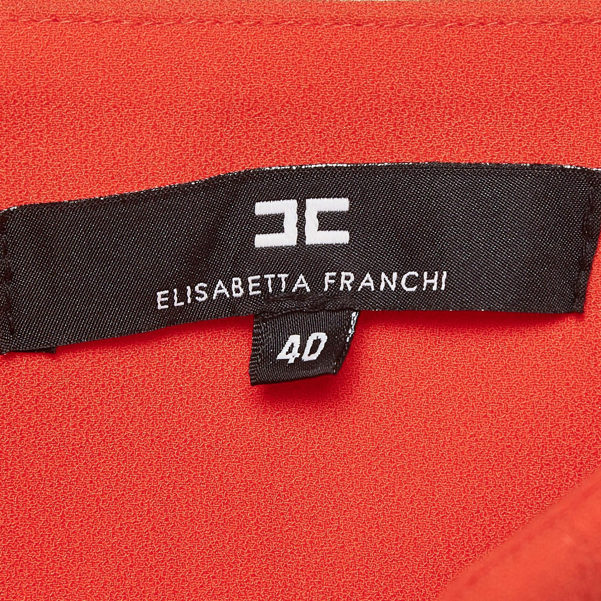 Elisabetta Franchi Orange Crepe Culotte S In Good Condition For Sale In Dubai, Al Qouz 2