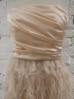 Elisabetta Franchi peach feathers dress