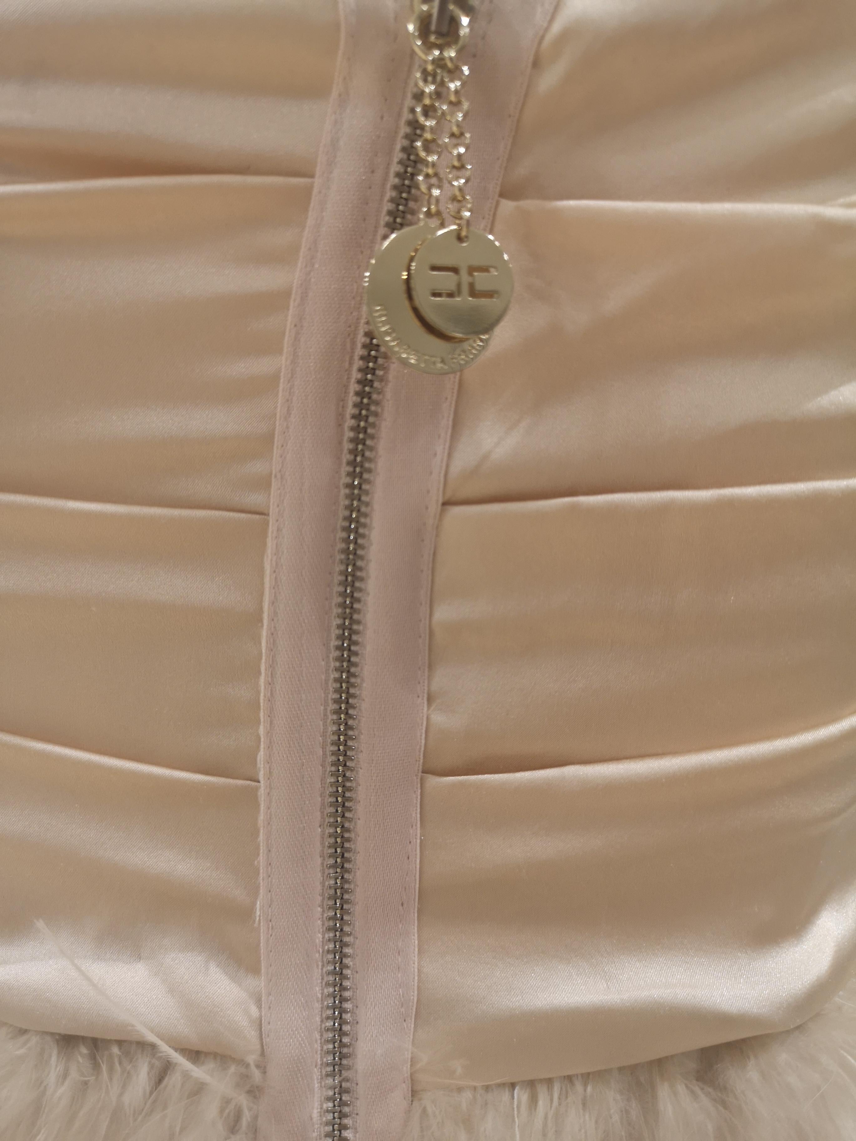 Women's Elisabetta Franchi peach feathers dress