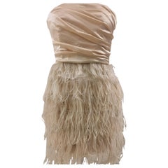 Elisabetta Franchi peach feathers dress