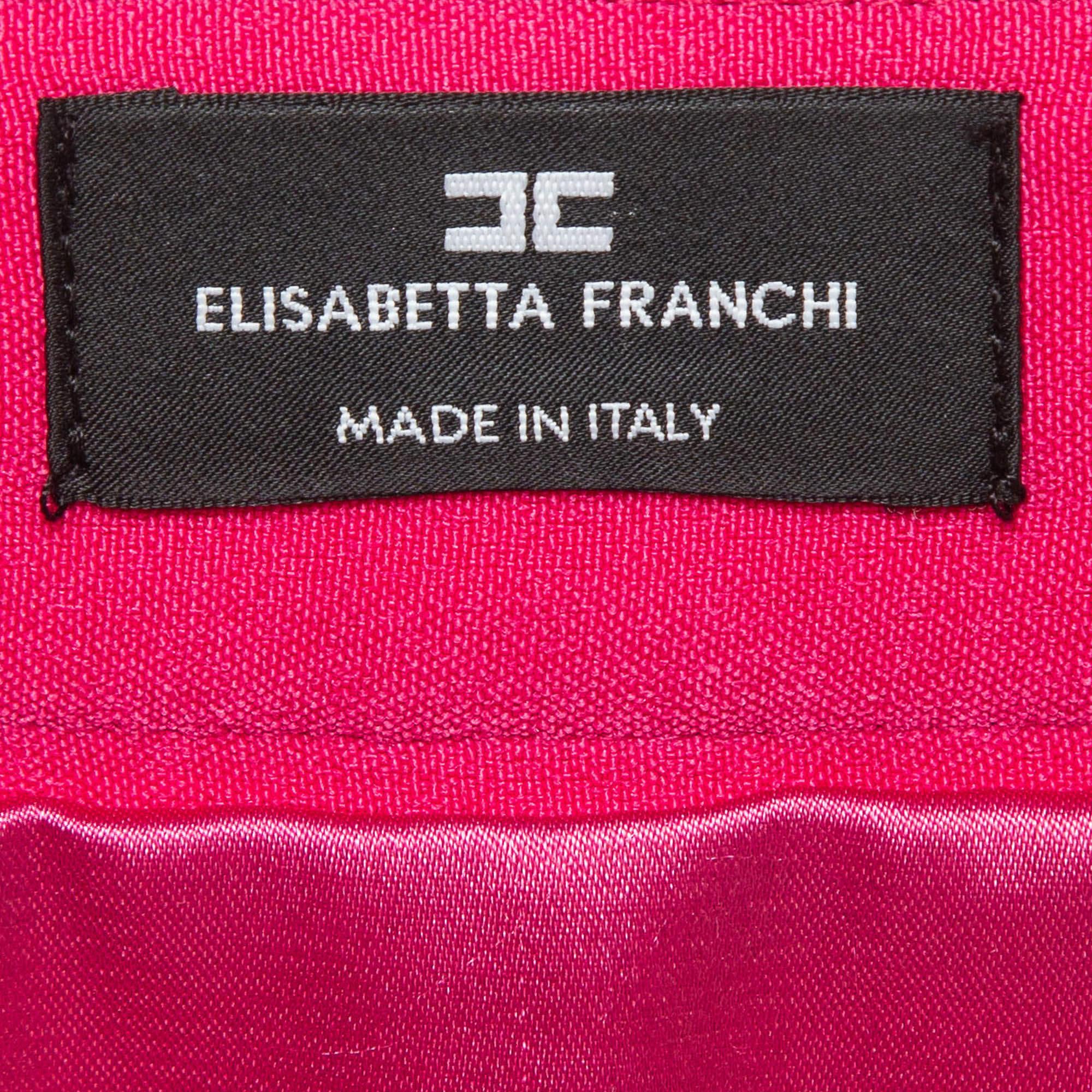 Women's Elisabetta Franchi Pink Logo Embellished Mini Skirt S For Sale