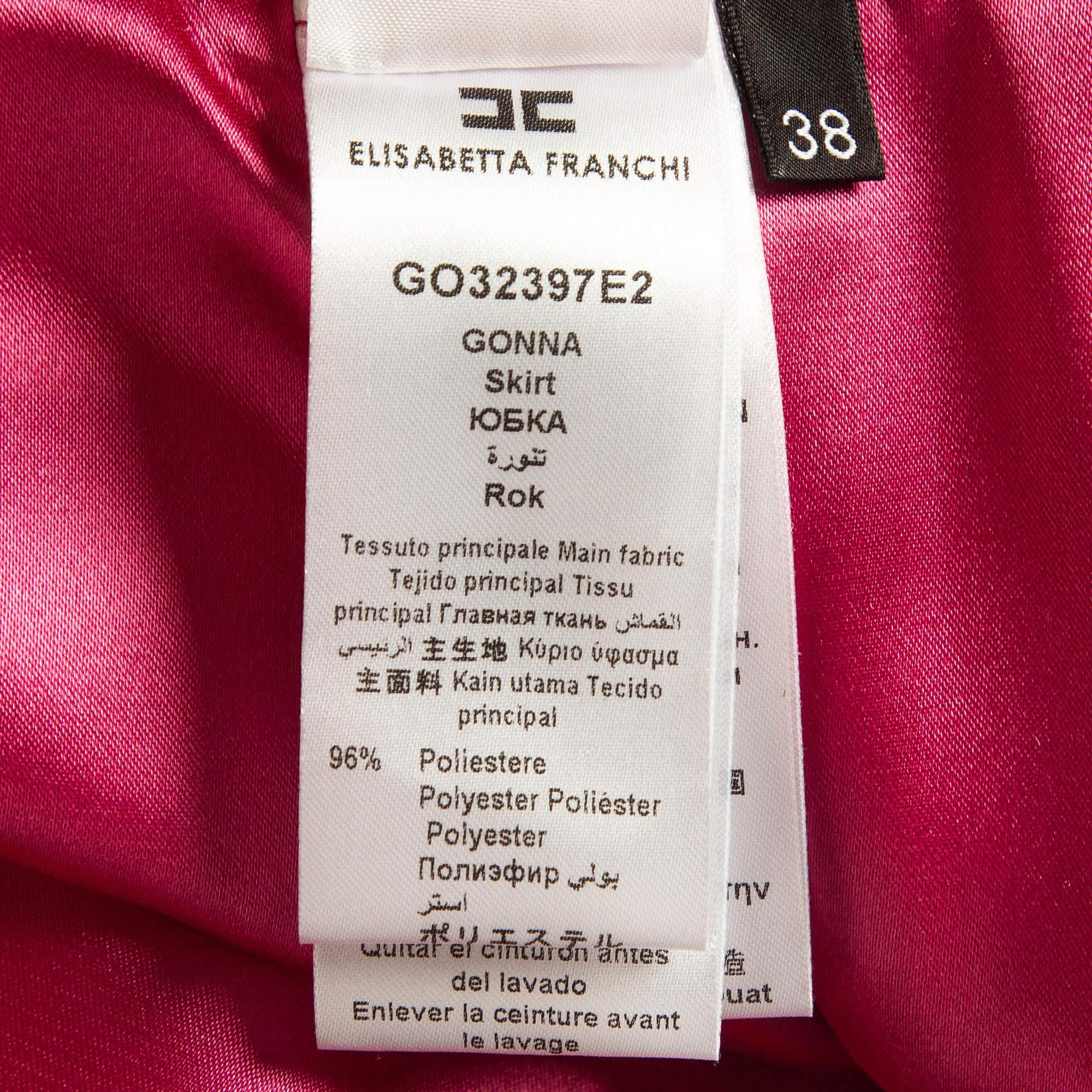 Elisabetta Franchi Pink Logo Embellished Mini Skirt S For Sale 2