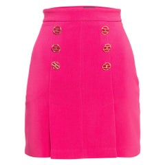 Elisabetta Franchi Pink Logo Embellished Mini Skirt S