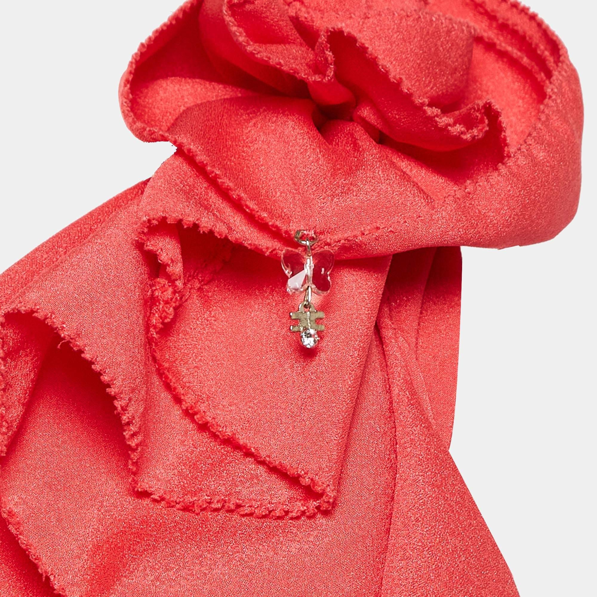 Rosso Elisabetta Franchi Top monospalla in crêpe rosso L.A. in vendita