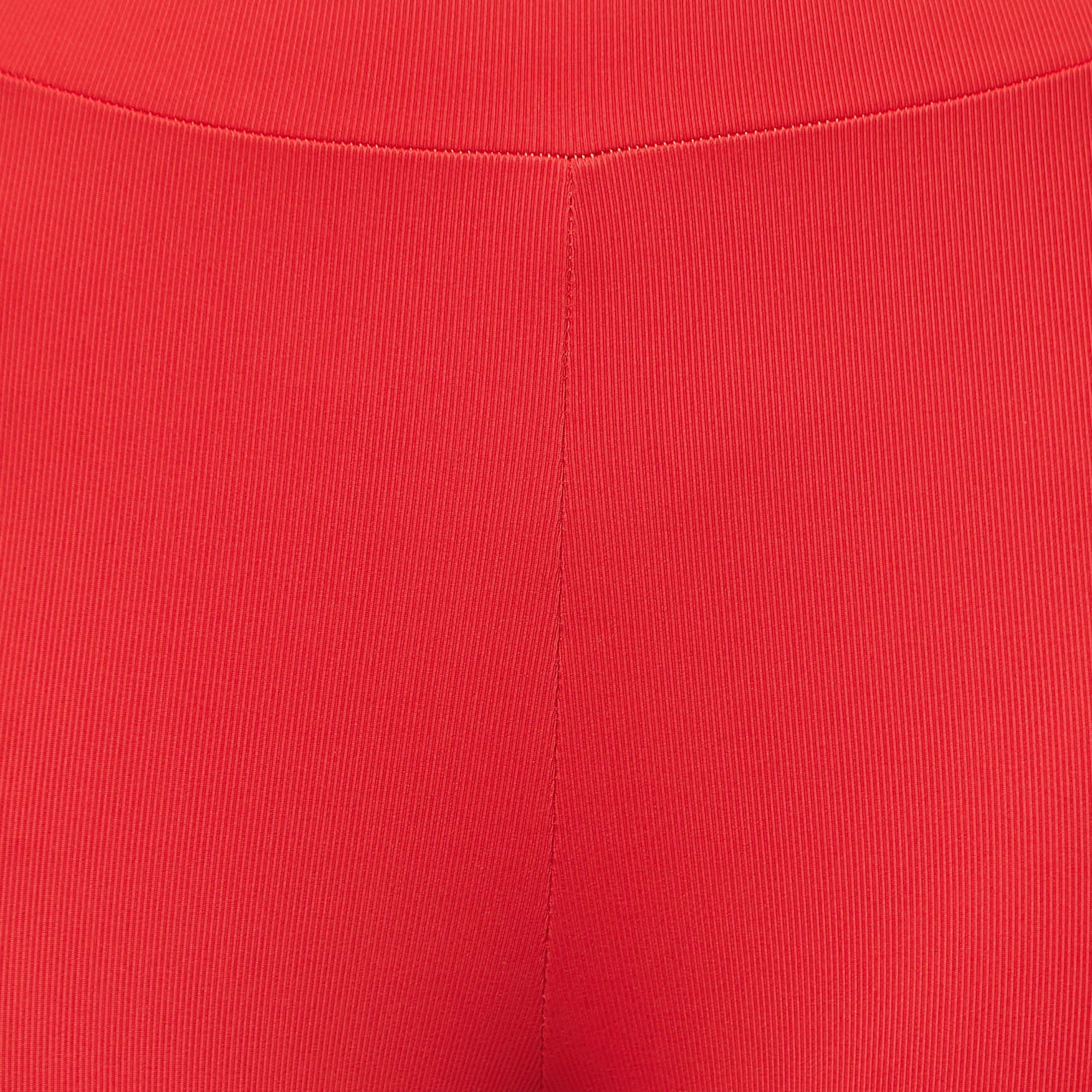 Elisabetta Franchi Red Nylon Knit Leggings S In Good Condition For Sale In Dubai, Al Qouz 2