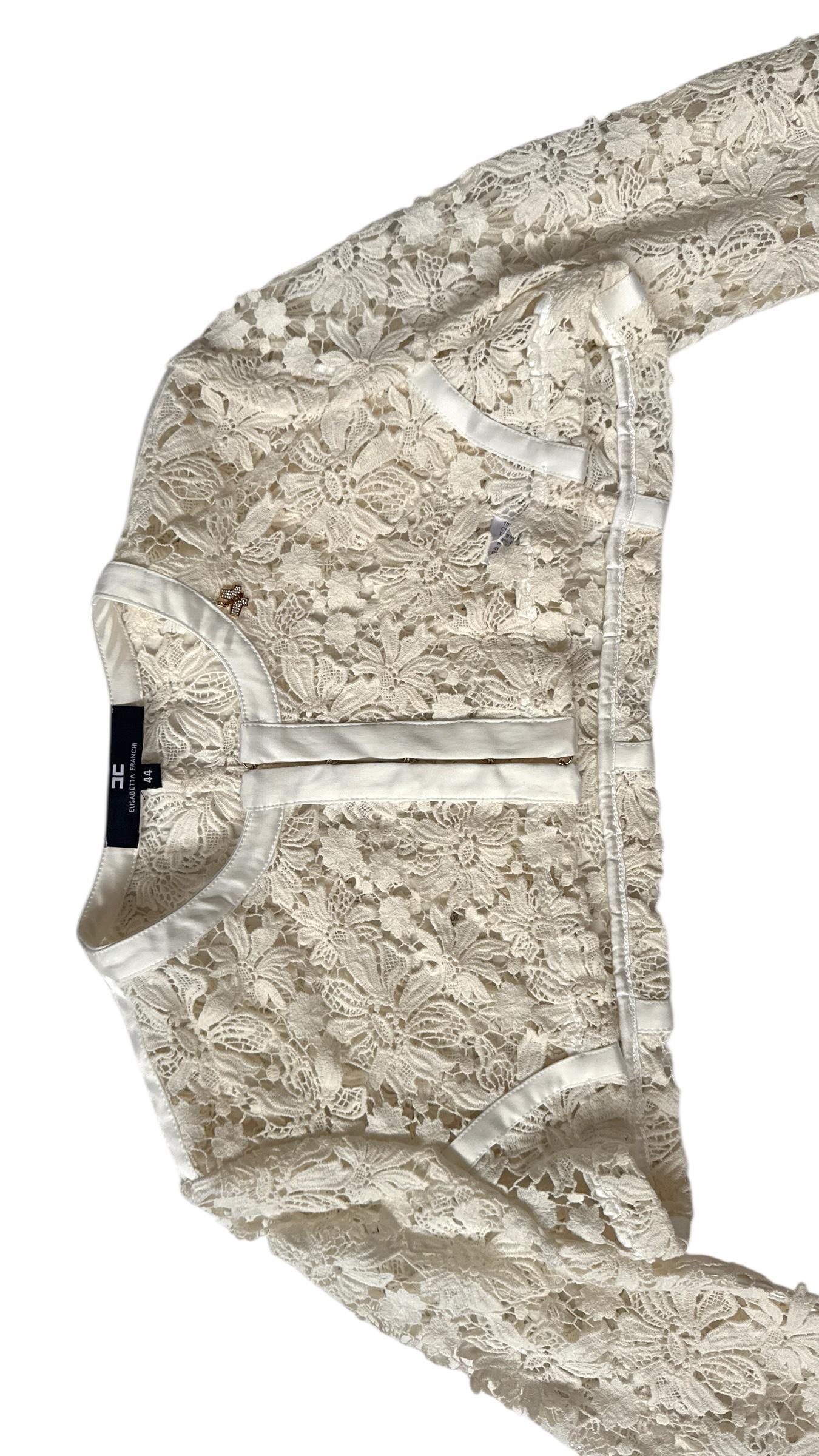 Elisabetta Franchi Spring/Summer 2012 Ivory Lace Bolero Shrug - No import duty! im Angebot 6