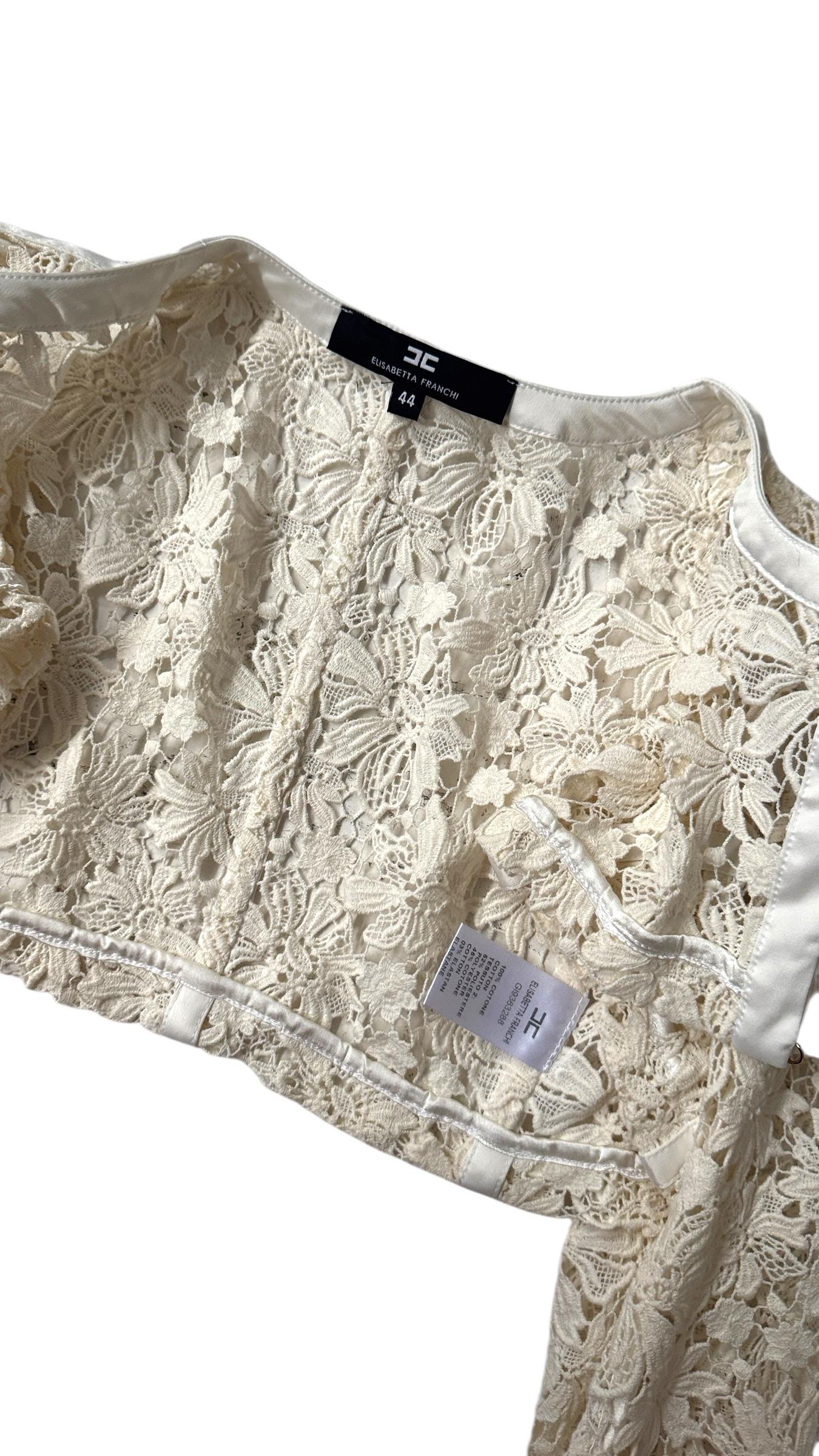 Elisabetta Franchi Spring/Summer 2012 Ivory Lace Bolero Shrug - No import duty! im Angebot 3