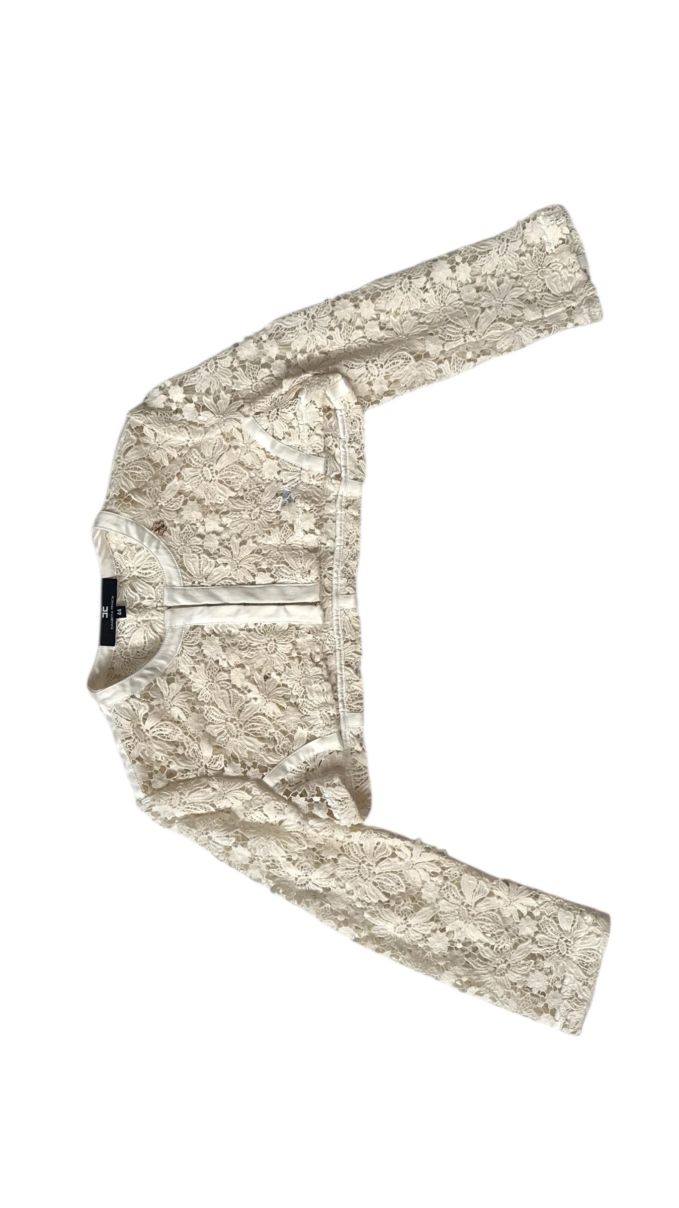 Elisabetta Franchi Spring/Summer 2012 Ivory Lace Bolero Shrug - No import duty! im Angebot 4