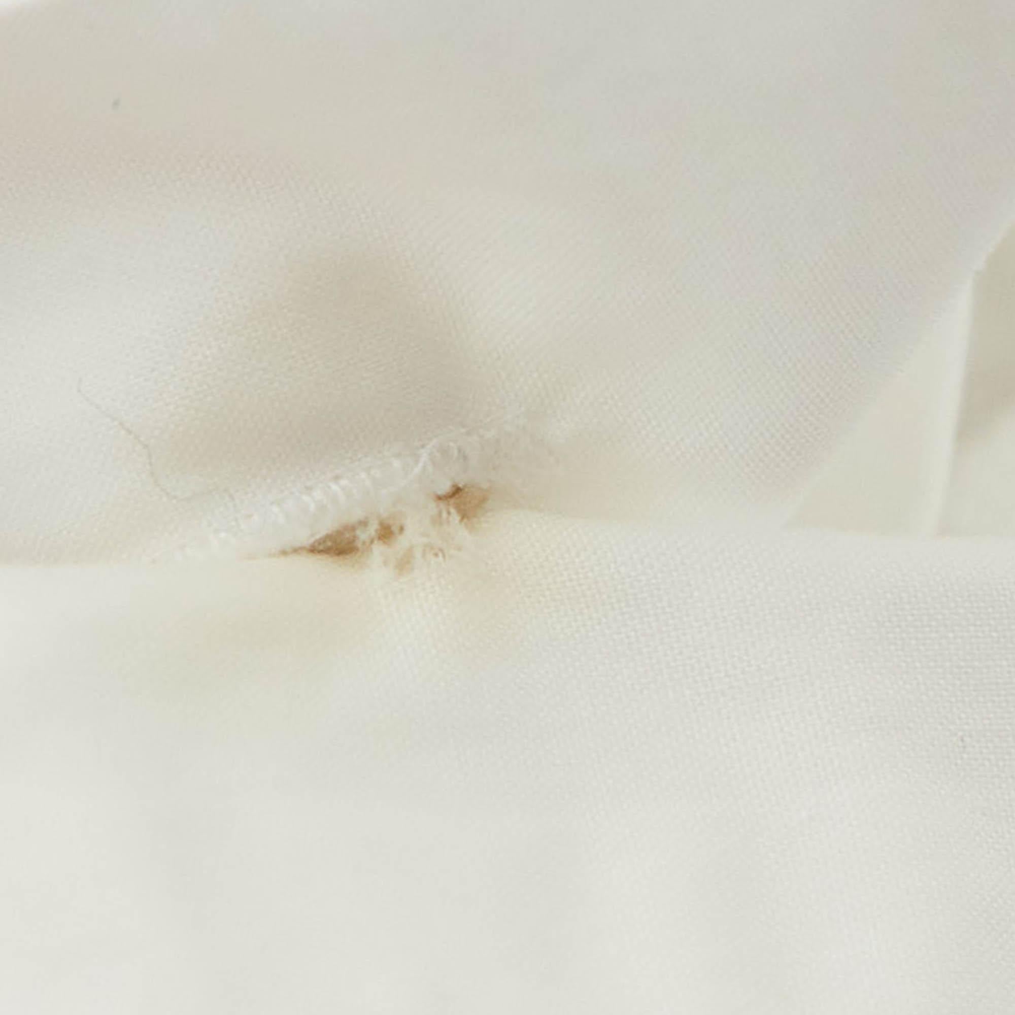 Elisabetta Franchi White Lace Trimmed Cotton Pleated Crop Shirt S In Good Condition In Dubai, Al Qouz 2