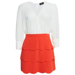 Elisabetta Franchi Mini abito staccabile in chiffon bianco/arancio M.