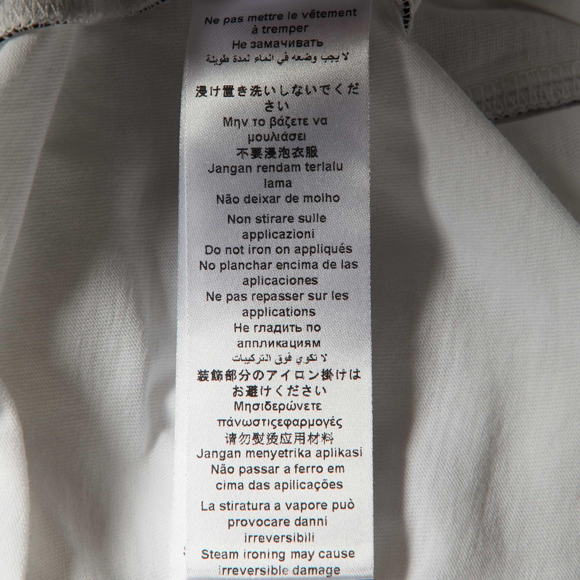 Elisabetta Franchi Camiseta blanca de algodón estampada con cuello redondo L en venta 2
