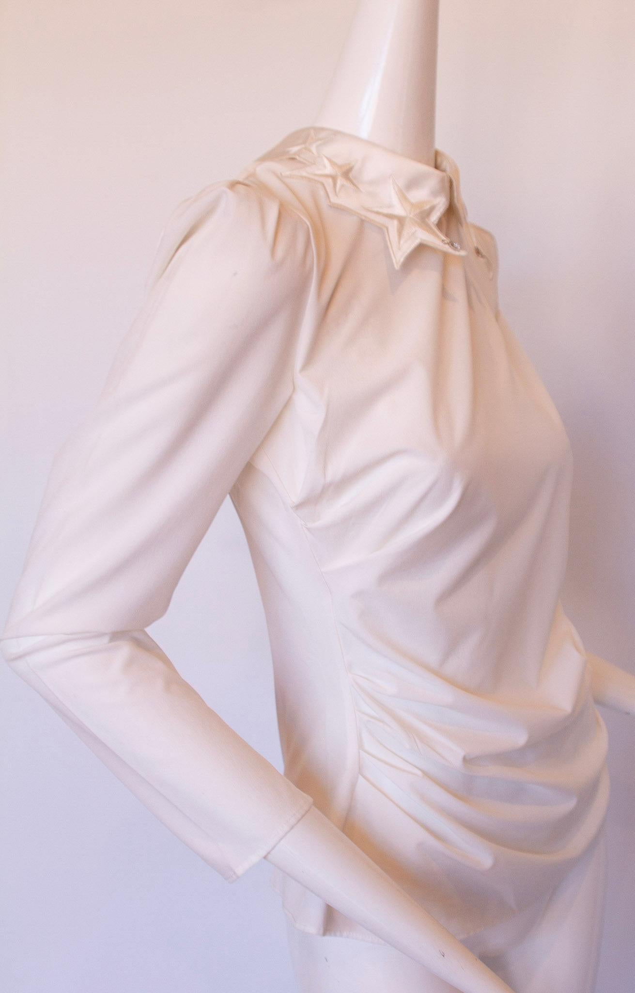 Elisabetta Franchi white silk blouse For Sale 3