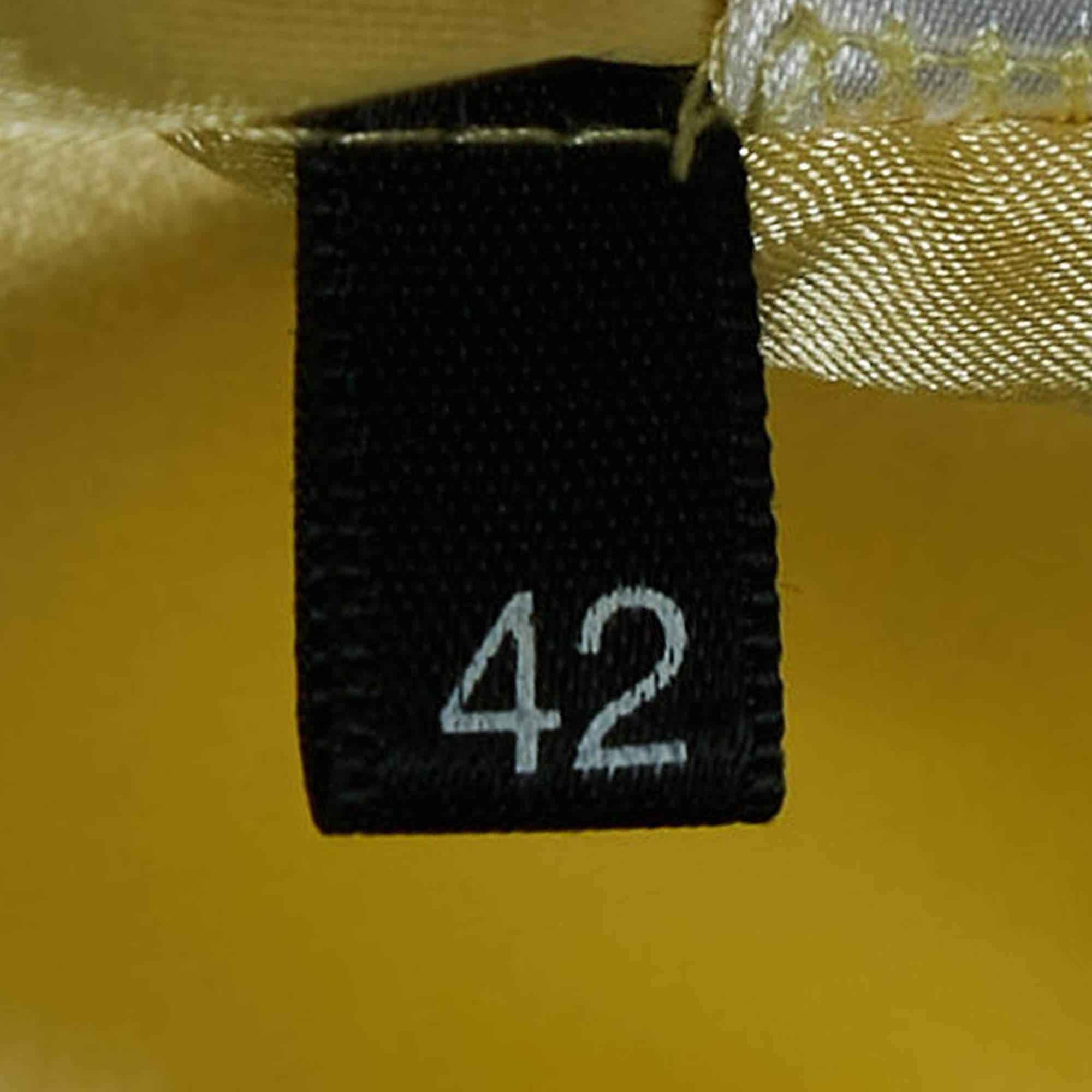 Elisabetta Franchi Yellow Crepe Scallop Detail Mini Skirt M For Sale 1