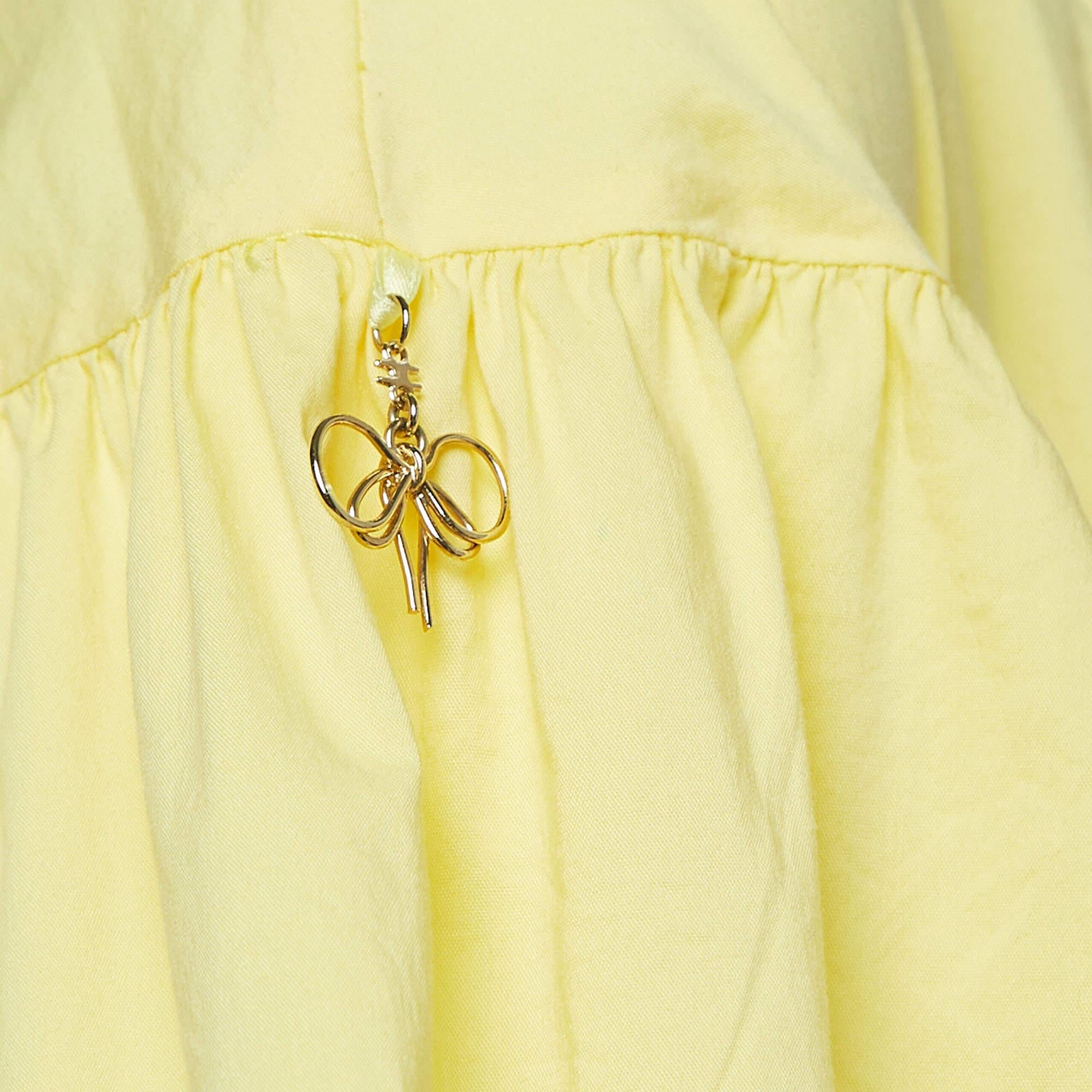 Jaune Elisabetta Franchi Haut enveloppant jaune à manches flottantes en coton extensible, taille M en vente