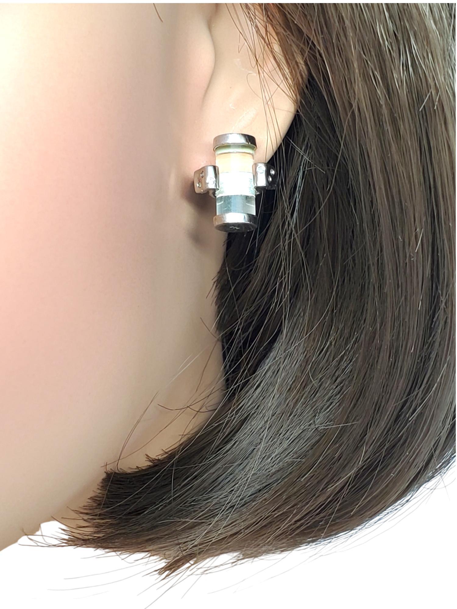 Elise Adoree Sterling Silver Platinum Plated Quartz Diamond Earrings #20524 For Sale 6
