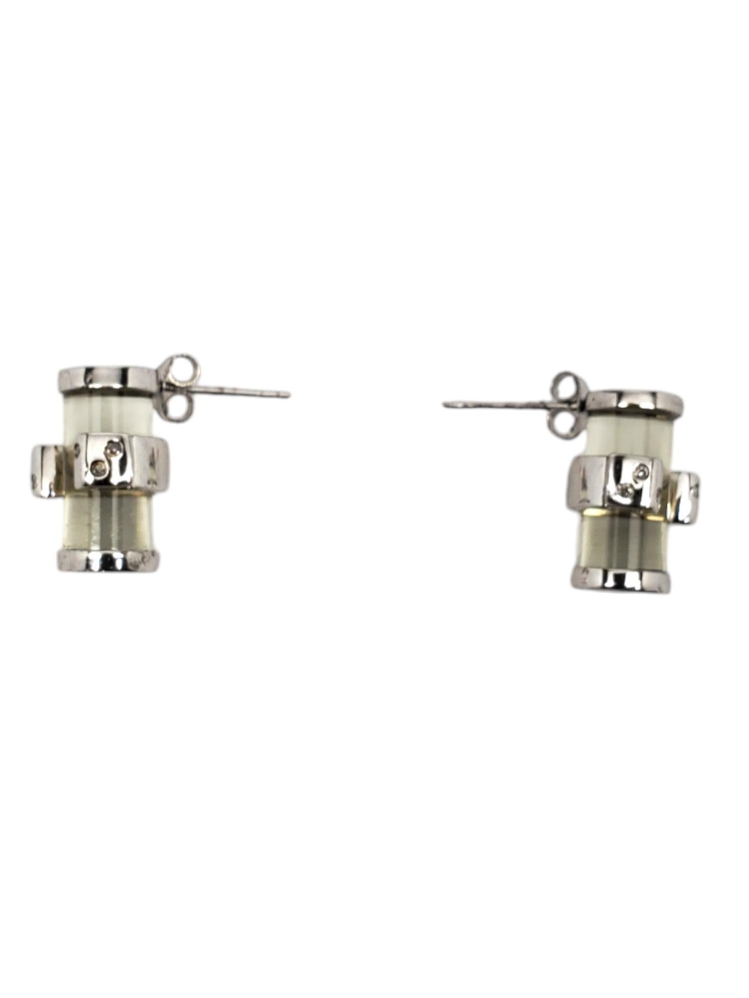 Round Cut Elise Adoree Sterling Silver Platinum Plated Quartz Diamond Earrings #20524 For Sale